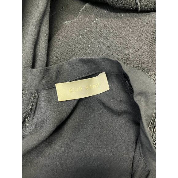 ELIE SAAB Black Silk Embroidered Mesh Long Sleeve Blouse Tops Size EU 42 US 10 - Picture 4 of 4